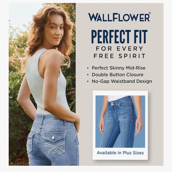 Wallflower Ultra Fit Skinny Mid Rise Insta Soft Jeans, Lucy, cotton, 0-1, 24-25 - Picture 11 of 12
